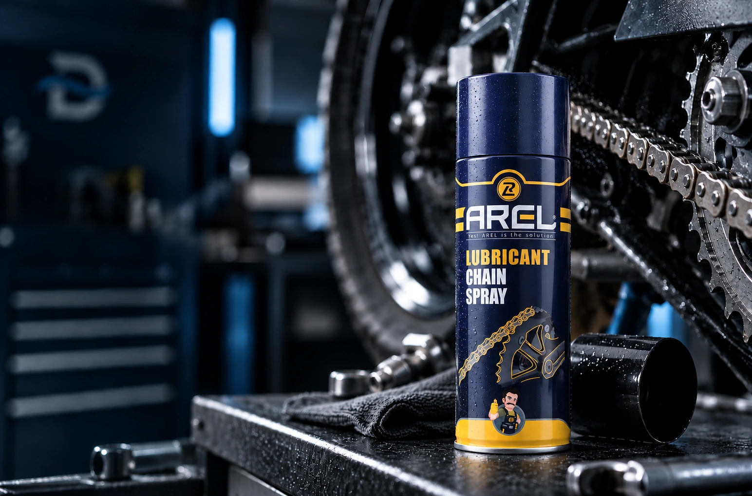 AREL Lubricant Chain Spray for motorcycle chain maintenance